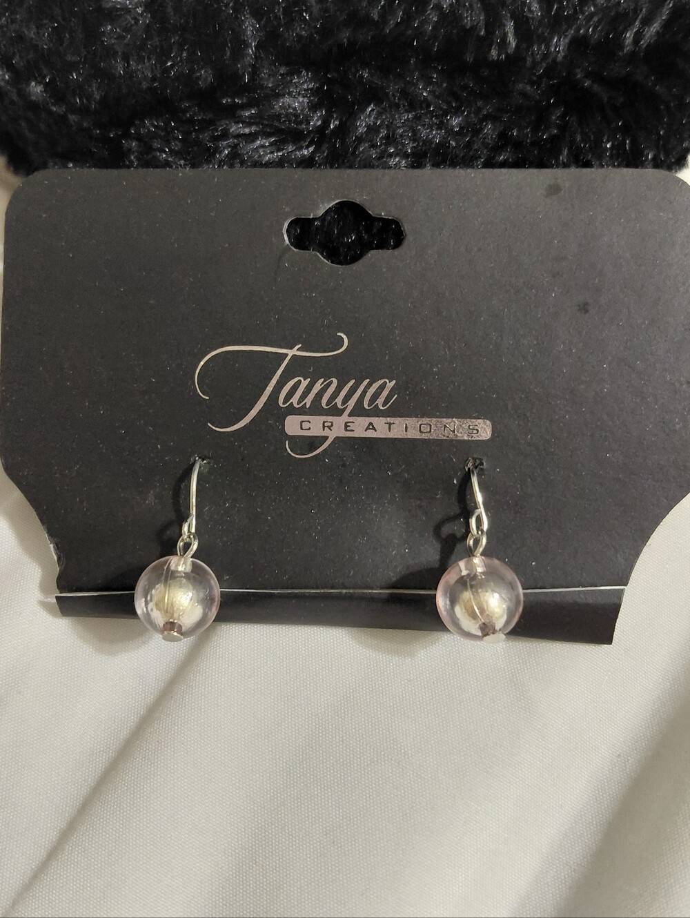 New Silver Clear Bead Dangle Earrings